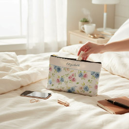 Pastel Floral Watercolor Pink Blue country chic Zubehörtasche