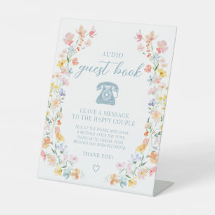 Pastel Floral Wedding Audio Guest Book Sign Sockelschild