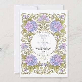 Pastel Floral Wedding Invitation Art Nouveau Circl Einladung