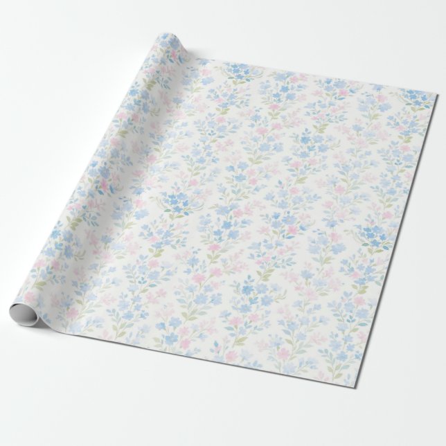 Pastel Floral Wrapping Paper Geschenkpapier (Ungerollt)