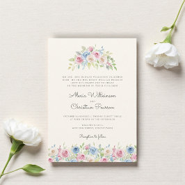 Pastel Floral Wreath Wedding Invitation Einladung