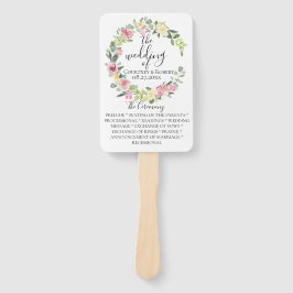 Pastel Floral Wreath Wedding Program Fans Fächer