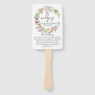 Pastel Floral Wreath Wedding Program Fans Fächer