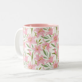 Pastel florale Lilie rosa grün Zweifarbige Tasse