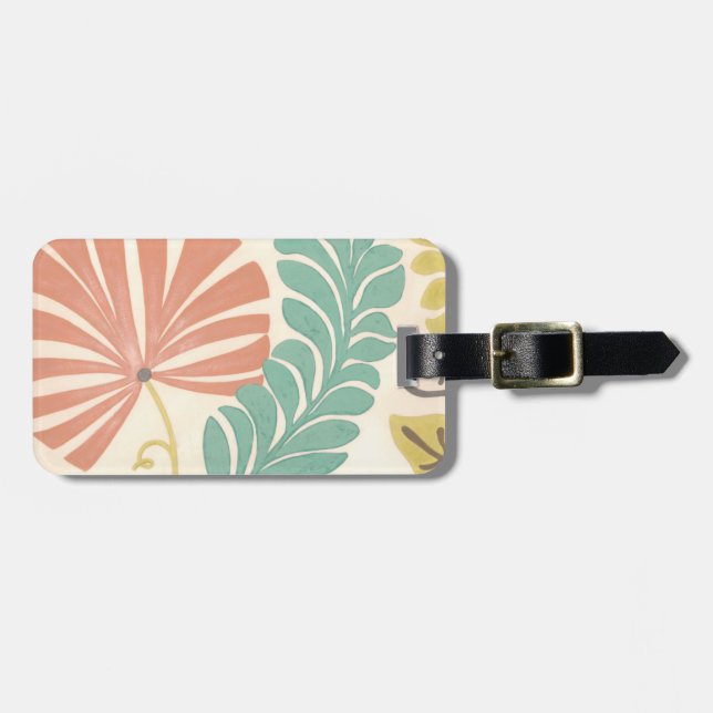 Pastel Florale Reben und Blätter auf Creme Backgro Gepäckanhänger (Vorderseite horizontal)