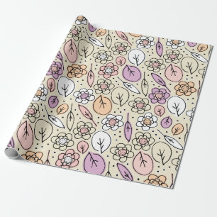 Pastel Florals & Blätter Geschenkpapier