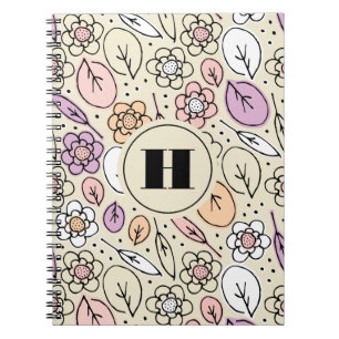 Pastel Florals & Blätter Monogram Notizblock