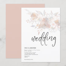 Pastel Florals Blush Peach Gray Wedding