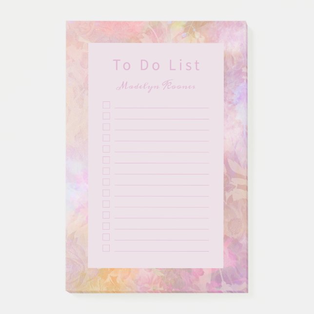 Pastel Florals Chic Script Personalized Post-it Klebezettel (Vorderseite)