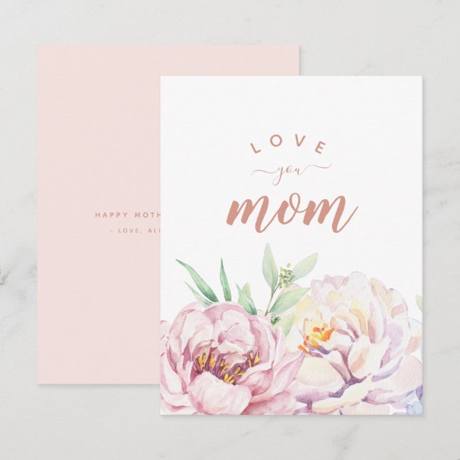 Pastel Florals Liebe Mama Minimalistische Flachkar (Vorne/Hinten)