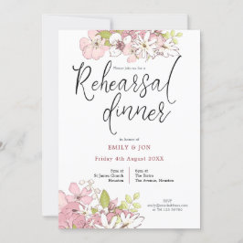 Pastel Florals Script Wedding Probe Dinner Einladung