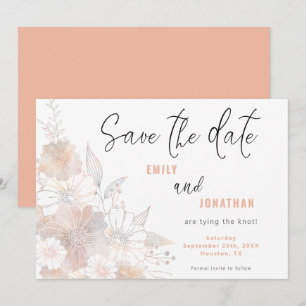 Pastel Florals Wedding Coral Save the Date