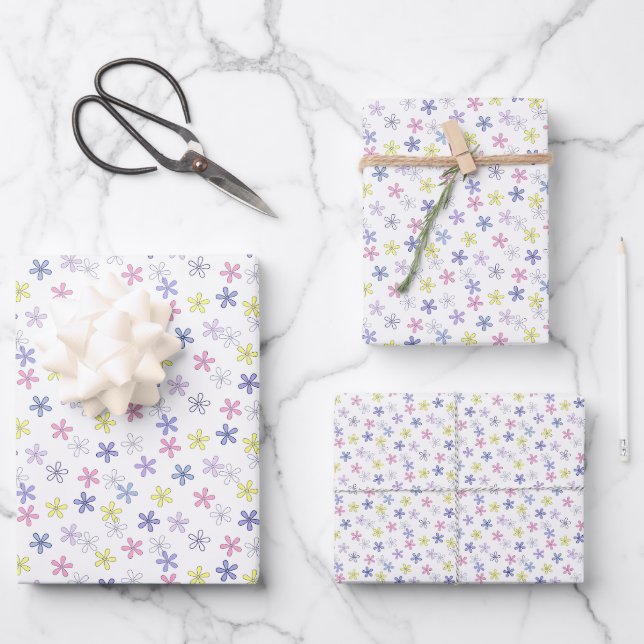 Pastel flowers geschenkpapier set (Vorderseite)