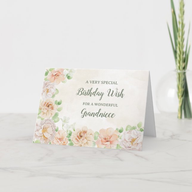 Pastel Flowers Grandniece Carte d'anniversaire (Devant)