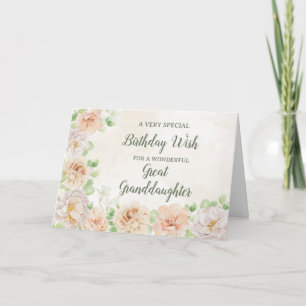 Pastel Flowers Great Grandgirl Carte d'anniversair