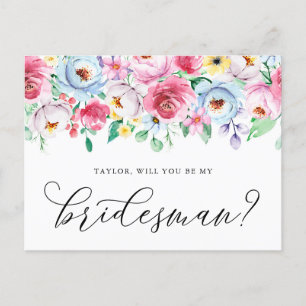 Pastel Flowers Serez-Vous Ma Carte Bridesman