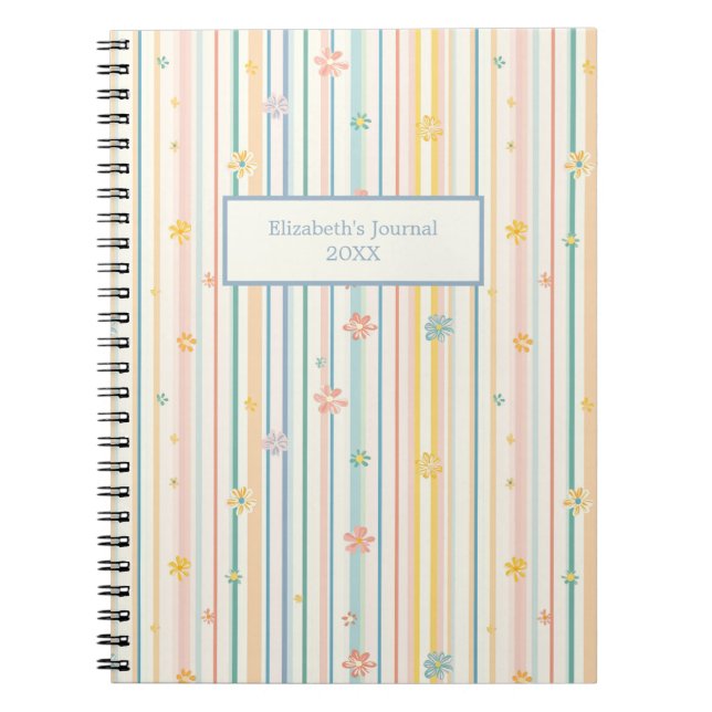 Pastel Flowers Stripes Journal Carnet (Devant)