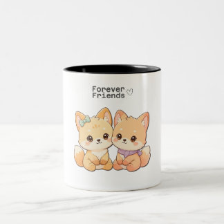 Pastel Fox Forever Friends – Friendship Gift Zweifarbige Tasse