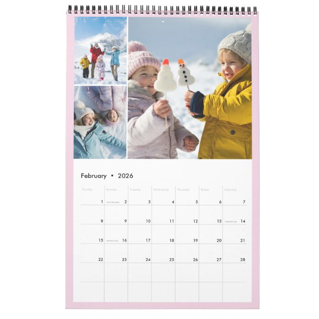Pastel Frames Monatliche Foto Collage Family Fotos Kalender (Feb 2026)