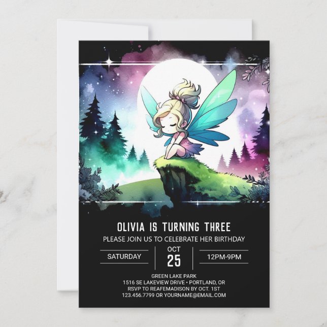 Pastel Fun Fairy Birthday Einladung (Vorderseite)