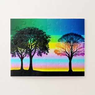 Pastel Fun Sunset Behind Silhouette Trees