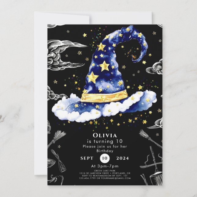 Pastel Fun Whimsical Wizard Geburtstag Einladung (Vorderseite)