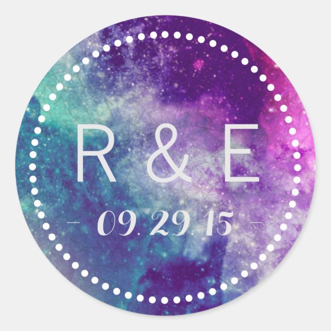 Pastel Galaxy Gastgeschenk Hochzeit Stickers (Vorderseite)