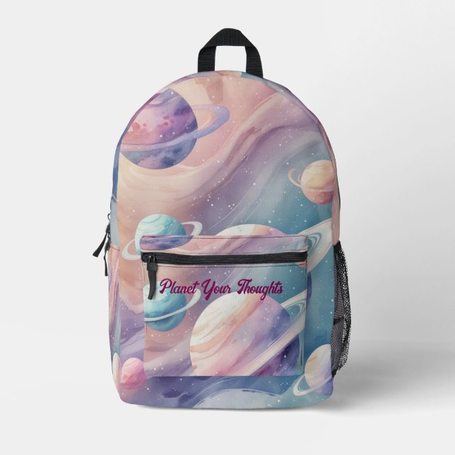 Pastel Galaxy Mist - Soft Planet Backpack Bedruckter Rucksack (Vorderseite)