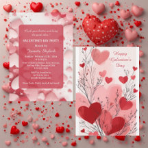 Pastel Galentine's Day Party Hearts Modern Ivory 