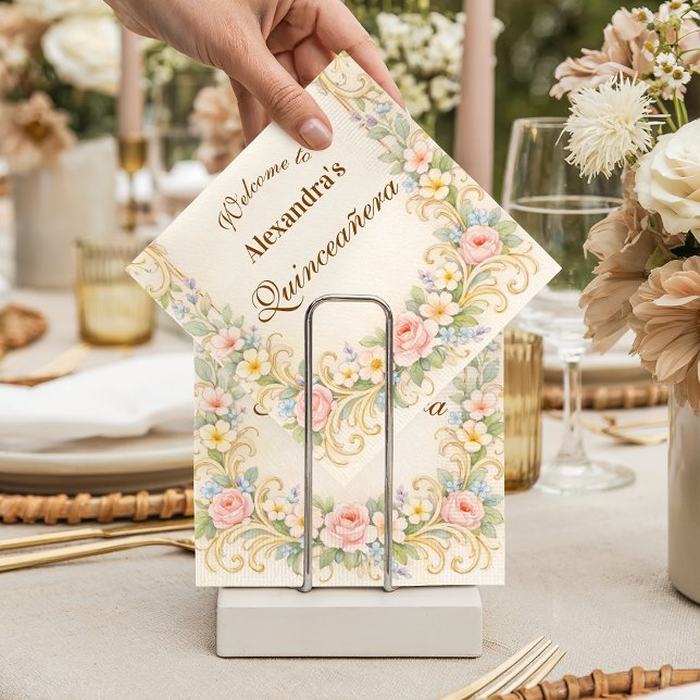 Pastel Garden Baroque Quinceañera Serviette (Von Creator hochgeladen)