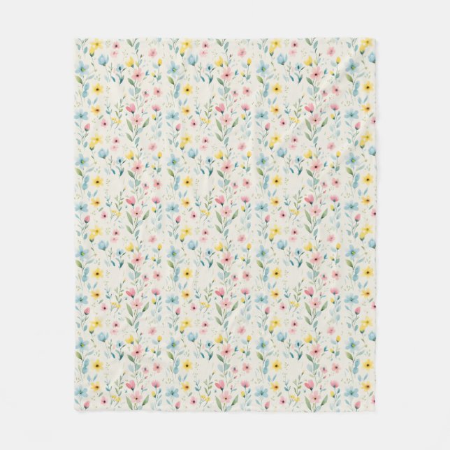 pastel garden watercolor florals fleecedecke (Vorderseite)