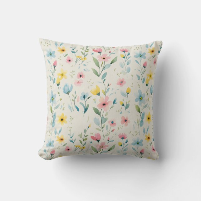 pastel garden watercolor florals kissen (Vorderseite)