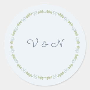 Pastel-Gartenband-Hochzeitsmonogramm-Aufkleber Runder Aufkleber