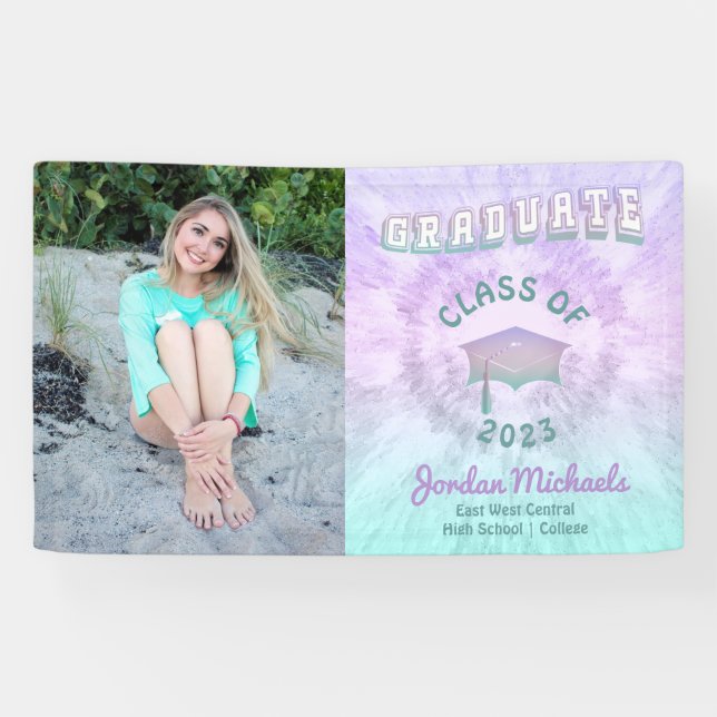 Pastel Gefärbte Krawatte Graduate Foto Abschluss Banner (Horizontal)