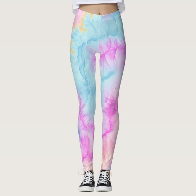 Pastel-Gefärbte Krawatte Leggings (Vorderseite)