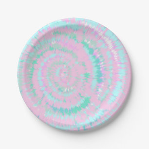 Pastel Gefärbte Krawatte Muster Pink Aqua Minze G Pappteller