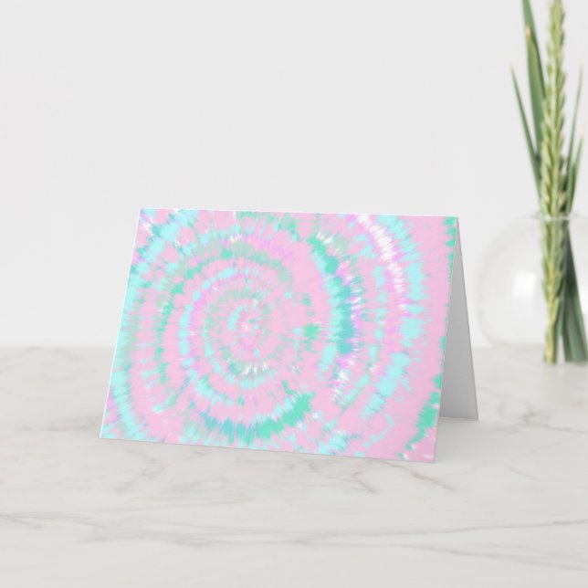 Pastel Gefärbte Krawatte Muster Pink Aqua Minze Gr Karte (Vorderseite)