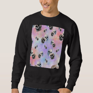 Pastel-Gefärbte Krawatte Skelettmuster Sweatshirt