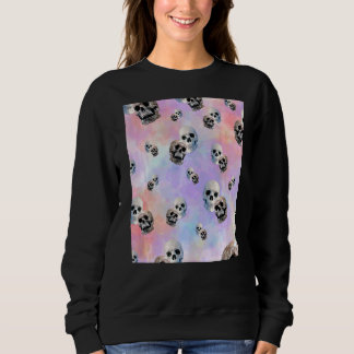 Pastel-Gefärbte Krawatte Skelettmuster Sweatshirt