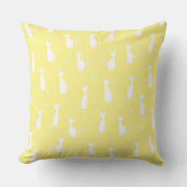 PASTEL GELB MIT WEISSEN CAT-SILHOUETTEN KISSEN