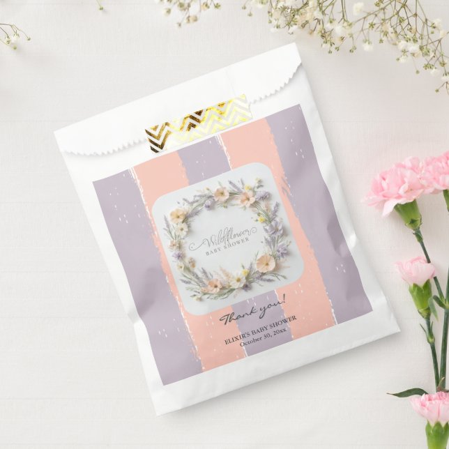 Pastel Gender Neutral Wildblume Babydusche Geschenktütchen (Versiegelt)