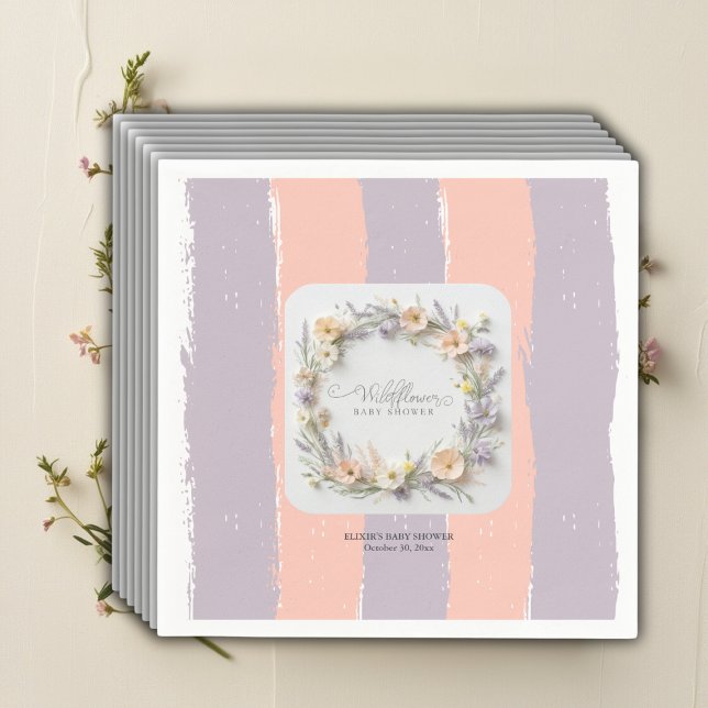 Pastel Gender Neutral Wildblume Babydusche Serviette (Von Creator hochgeladen)