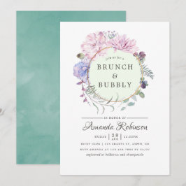 Pastel Geometric Peonies Blumenbrunch und Bubbly Einladung