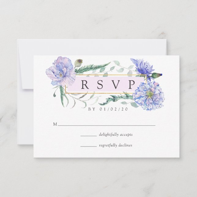 Pastel Geometric Peonies Floral Wedding RSVP Karte (Vorderseite)