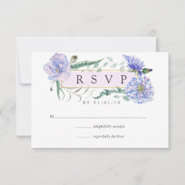 Pastel Geometric Peonies Floral Wedding RSVP Karte
