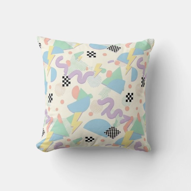 Pastel Geometric Shapes Pattern | Soft Abstract  Kissen (Vorderseite)