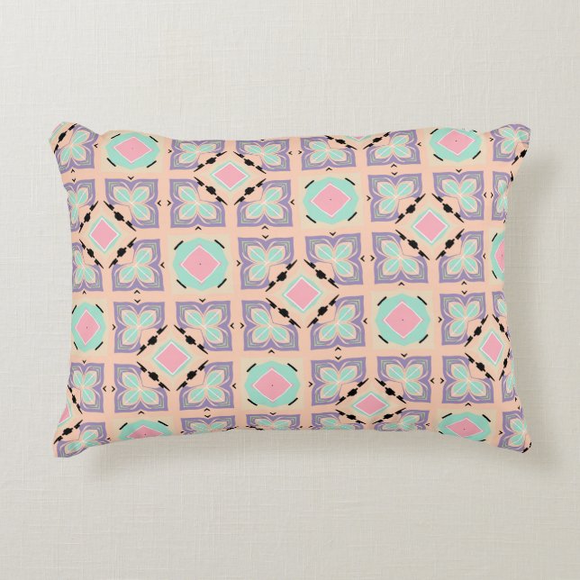 Pastel Geometric Tile Pattern | Pink Mint Purple  Dekokissen (Vorderseite)