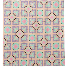 Pastel Geometric Tile Pattern | Pink Mint Purple Duschvorhang
