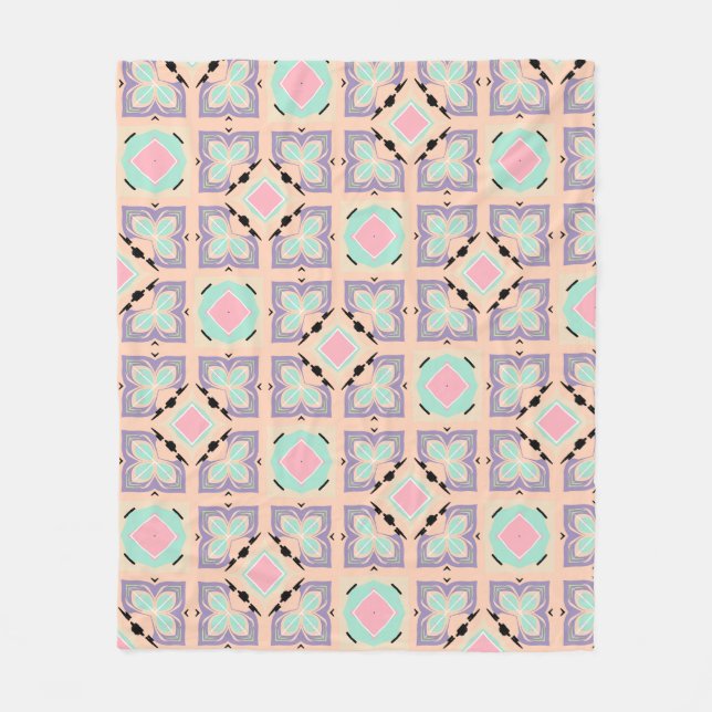 Pastel Geometric Tile Pattern | Pink Mint Purple  Fleecedecke (Vorderseite)
