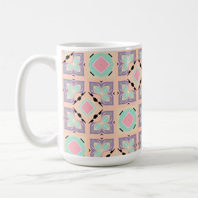 Pastel Geometric Tile Pattern | Pink Mint Purple  Kaffeetasse (Links)
